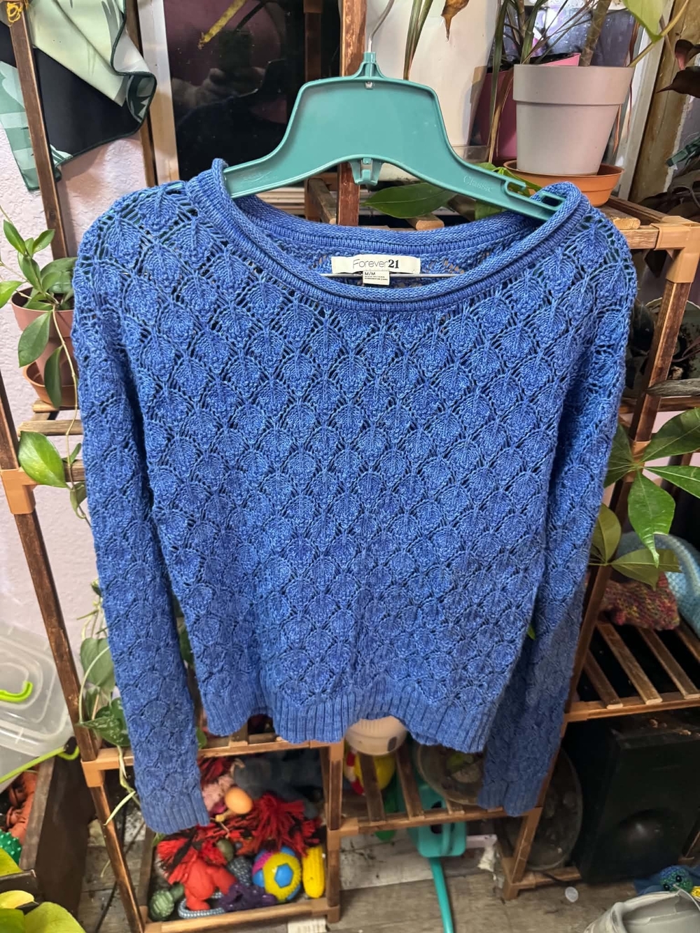 Forever 21 Blue Knit Crewneck Sweater
